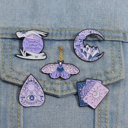 Paarse heks email Pin Drift Bottle Earth Broche Booch Crystal Butterfly Moth Animal Rabbit Card Hart Badge Sieraden Rapel Groothandel