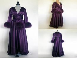 Violet femmes robes de bal peignoir chemise de nuit en soie satin vêtements de nuit robe de mariée demoiselle d'honneur robes de soirée petites plus taille personnalisée Ma8679676