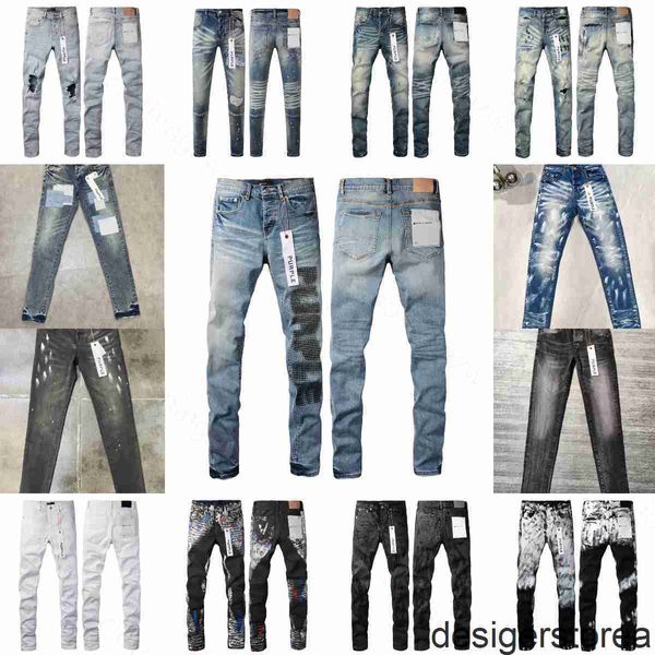 Purple Womens Designer Mens High Quality Ripped Fit Motorcycle Bikers Pantalon For Men Fashion Mens Design Streetwear Slim Jeans Taille 28-40 P2