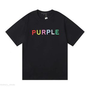 Purpler Brand-Camiseta vaquera Street Trend Brand Element Print, pantalón corto informal de algodón de alta calidad, camiseta de manga para hombres y mujeres 50