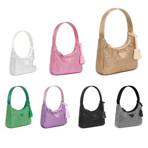 Mode top diamant glanzende hobo portemonnee Tote tassen Dames Ingelegde strass Cross Body Schouder Designer Tassen Luxe handtas dame Clutch pochette driehoekige pailletten Tas