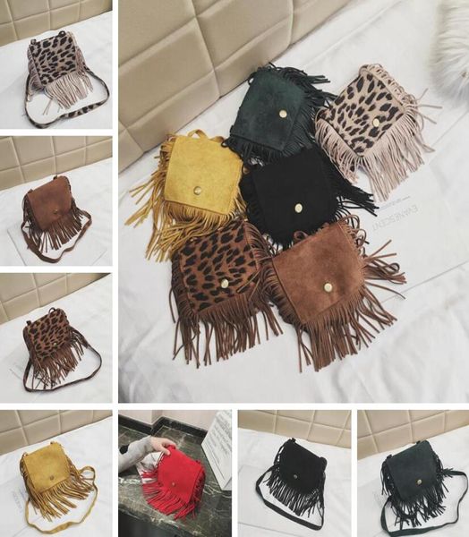 Purse Leopardo Fringe Messenger Purso Children Tassel Crossbody Bag Hippie Tassel Handbag Kiding Kindergarten Girl Party Favor Purses8702259