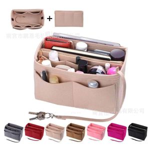 Organisateur de sac à main Sac en feutre Insert Shaper Organisateurs de sacs à main avec fermeture à glissière Convient à toutes sortes de fourre-tout / sacs à main Sacs de toilette cosmétiques FHL274-WLL