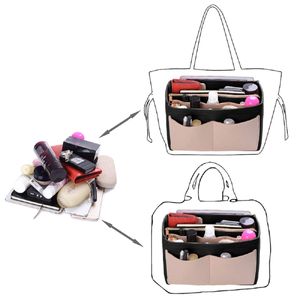 Purse Organizer Vilten Tas Organizer Insert Shaper Portemonnee Organizer met Rits Geschikt voor alle soorten Tote portemonnees Cosmetische Toilettas Bags202N