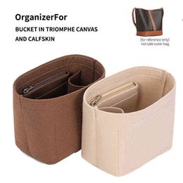 Sac à main organisateur insérer feutre cosmétique sac intérieur avec fermeture éclair sac à main de luxe pour femmes fourre-tout Shaper pour seau en TRIOMPHE 220527