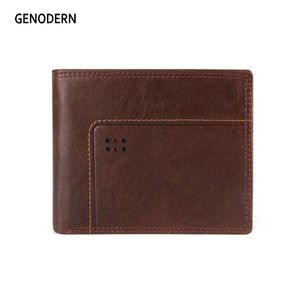 Sac à main Genodern New RFID Bifold Men Portefeuilles Business Masse Purse avec porte-cine porte-carte porte-photo portefeuille courte du portefeuille