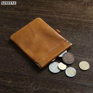 Sac à main le sac à main de serre en cuir authentique pour les hommes femmes vintage petit mini portefeuille slim pochette de poche support