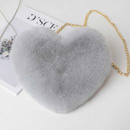 Sacs à main coeur de pêche sac cheveux de lapin mignon amour main de femme en forme de coeur en peluche femmes