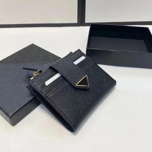 Saffiano femmes Triangle dame porte-carte 9 fentes pour cartes hommes avec boîte porte-monnaie portefeuille en cuir véritable portefeuilles passeport luxe Desi