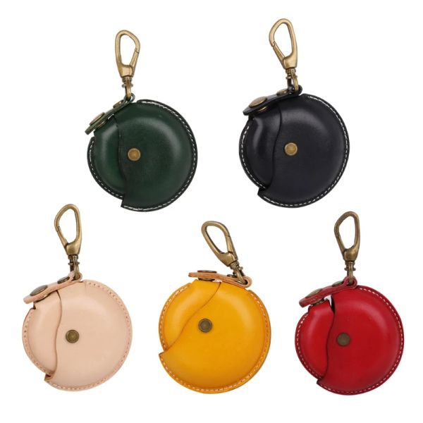 Sacs à main Unisexe Small Cuir Coin Purse Men Femmes Vintage Round Shape Keys Holder Money Money Sac With Keychain Colomb Color Mini Change Purse