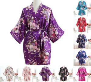 Puseky-bata de satén de seda con flores y cerezas, pijamas de dama de honor para novia y boda, bata tipo kimono corta, bata de baño nocturna para mujer 6370480