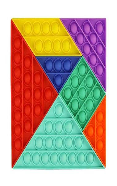 Jouet sensoriel Push Bubble Tangram bricolage sept pièces Puzzle jouets enfants éducation précoce Puzzle jeu de société Gadget H32Y1LO1445439