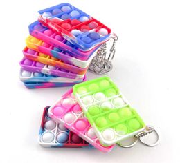 Push Bubble Siliconen Sleutelhanger Zintuiglijk Speelgoed Kinderen Hoofdrekenen Puzzel Speelgoed Tie Dye Vinger per Leuke Puzzel Stress Relief 19 Kleuren G53EQNP3890296