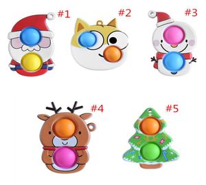 Push Bubble Toys Party Favor Christmas Santa Claus Tree Snowman Diseño por Bubbles Keychain Sensory Desktop Juego de rompecabezas para niños Relief stree 7585636