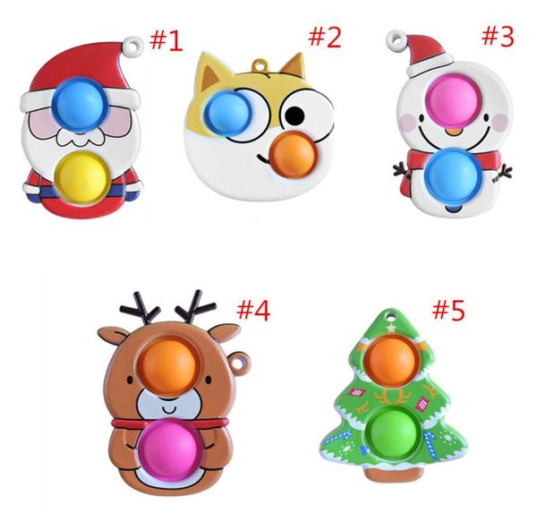 Empurre Bubble Toys Party Favor Christmas Santa Claus Tree Snowman Design por Bubbles Keychain Sensory Desktop Game Kids' Puzzle Stree Relief 1943517