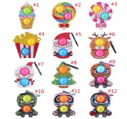 Push Bubble Toys Party Favor Pers Ice Cream Lolli Santa Claus Squeeze Toy sensoriel Per Bubbles Keychain Stress Relief de1039926