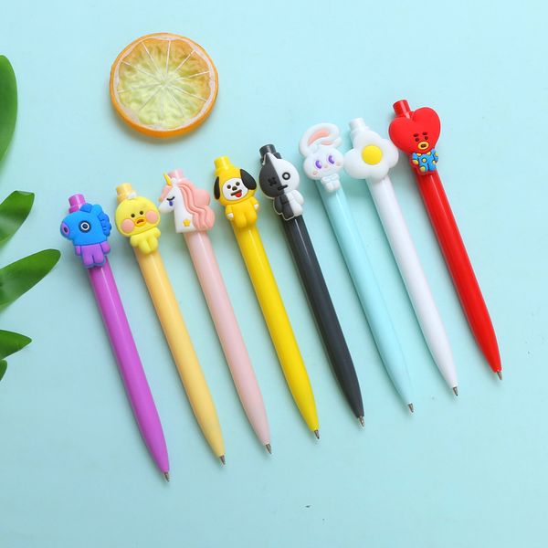 Stylo à bille à encre gel, couleur bonbon, personnages de dessins animés mignons, en plastique avec cadeau promotionnel, logo personnalisé