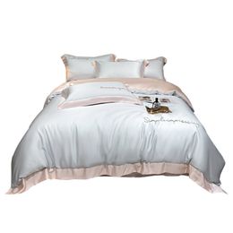 Beddengoedsets Vierdelig Icy Cool Feeling Dekbedovertrek Kussenslopen Luxe Koel Ademend Alle seizoenen Stijlvol Comfortabel Sneldrogend