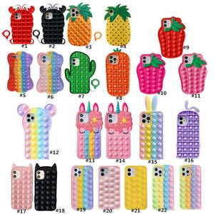 Push Pop Fidget Toys Toys Téléphone Jeux de nouveauté pour téléphones 12 Mini Pro 11 XR XS MAX X 8 7 6 SOFT Silicone Rainbow Back Housse mobile