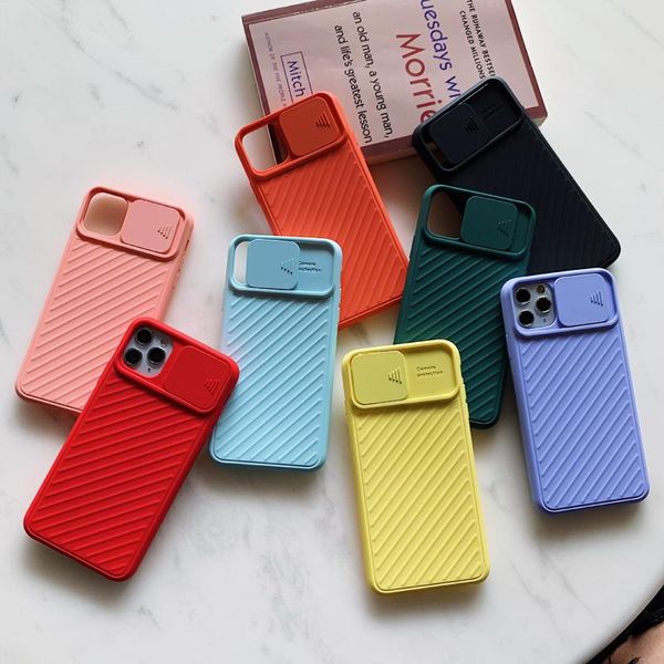 Push-pull Slider Camera Lens Protection Antichoc Cover cases Privacy Silicone Anti-slip Case Pour iPhone 12 11 Pro XS MAX XR X 7 8 6 6S Plus