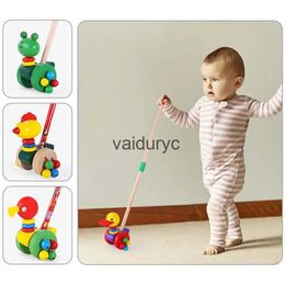 Push Pull Toys Casa de juegos Columpios Andador de madera Varilla de empuje Juguete Carrito de animales de dibujos animados Carro giratorio Carro de aprendizaje Guía de paseo Waddling Niños Bebé Preescolar Toysvaiduryc