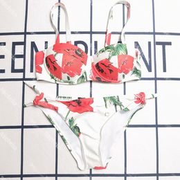 Push Up Beachwear Trois Points Biquini Rembourré Femmes Bikinis Maillot De Bain Imprimé Floral