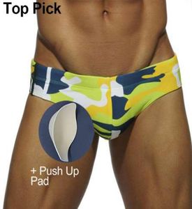 Push up Men039s Briefs de natation sexy basse taille de maillot de bain masculin nouveau nage de natation de maillot de bain camouflage gay nageur de maillot de bain sho5139475