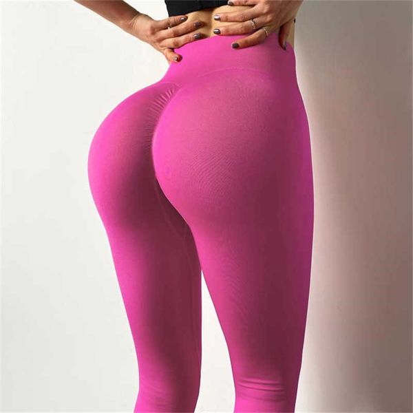 Push Up Leggings sin costuras Mujeres Scrunch Butt Gym Leggings Yoga Pantalones Hip Levantamiento Deportes Legging Entrenamiento Medias 210929