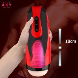 Coño Masturbador masculino Oral Realstic Vagina Masturbación Copa Mamada Lechón Vibrador de voz interactivo Juguetes eróticos sexy para hombres Artículos de belleza