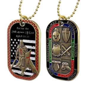 Zet het hele pantser van God Dog Tag hangschakeling ketting uitdaging Coin Badge