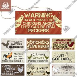 Putuo Decor Granja de pollos Letreros de madera Placas decorativas para placas de madera para decoración de paredes Casa de granja Gallinero Decoración Q072242n