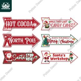 Putuo Decor Happy Christmas Vintage Metal Tin Arrow Sign, Wall Art Decor for Home Gate Cafe Coffee House, 7,8 x 11,8 pouces