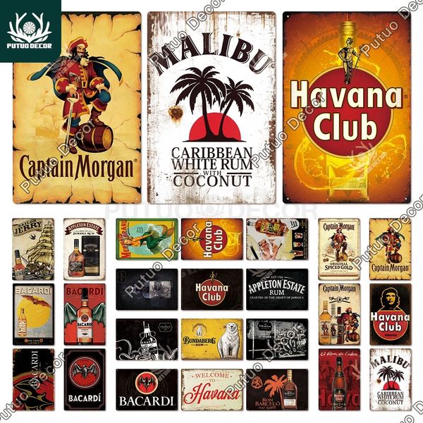 Rum Marque Vintage Métal Signes Tin Signs Captain Morgan Drôle Affiche Décor pour Bar Pub Club Man Cave Bière Décoration Murale Taille 30X20cm W01