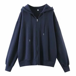 PUWD décontracté femmes cordon surdimensionné sweats à capuche automne mode dames lâche cardigan à fermeture éclair filles Chic haut 240202