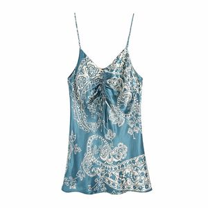 PUWD Casual vrouwen v-hals rechte jurk zomer mode dames chinese stijl sexy vrouwelijke zijden print mini 210522