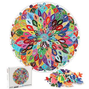 Puzzle-Blooming Color-1000 Stuks Kleur Uitdaging Blauw Board Ronde Jigsaw Puzzles 201218