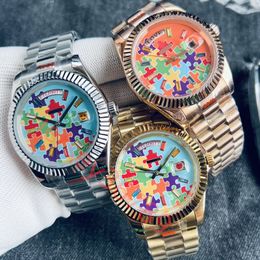 Puzzel DATUM herenhorloge van hoge kwaliteit designer nieuwe Rolej-horloges 2813 Automatisch mechanisch 40 MM Roestvrij staal Waterdicht 36 MM Dames klassiek horloge 2023 jason007