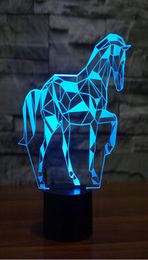 Puzzle cheval 3D lampe de Table Illusion d'optique Bulbing veilleuse 7 couleurs changeantes mignon cheval enfants 3D lumières 7579749