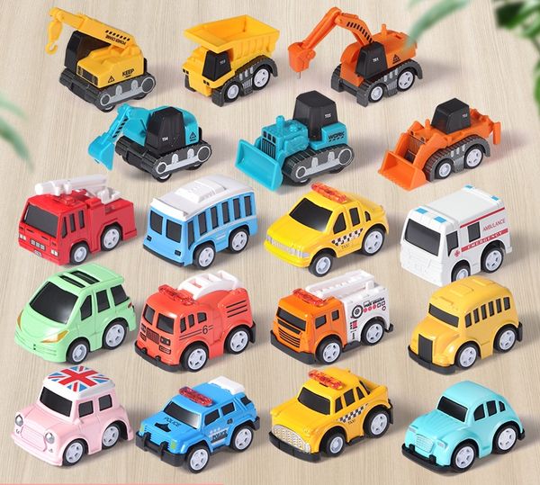 Puzzle Model Toys Diecast Model Car 6 pièces enfant jouet en alliage jouets rebond ingénierie véhicule modèle pelle grue simulation voiture dessin animé jouet voiture noël cadeau modélisation