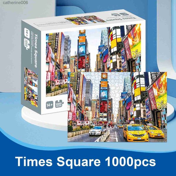 Puzzles 1000pcs New York Times Square Puzzle Creative Paper Decoration Gift City Pattern Children's Decompression Intelligence Toysl231025