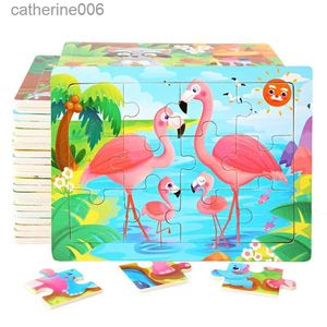 Puzzles 15*11 cm Puzzle 3D animaux de bande dessinée Puzzle en bois enfants Puzzle cognitif bébé jouets en bois jouets éducatifs pour enfants L231025