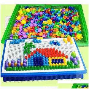 Rompecabezas de 296 piezas en caja Granos de hongos Granos de uñas Juegos de rompecabezas 3D inteligentes Tablero de rompecabezas para niños Juguetes educativos para niños W Dhm10