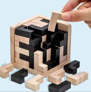 Puzzels 3D-kubuspuzzel Luban in elkaar grijpende creatieve educatief houten speelgoed Hersenen IQ Geest Vroeg leren Spel Cadeau voor kinderen Letter 54T 231116