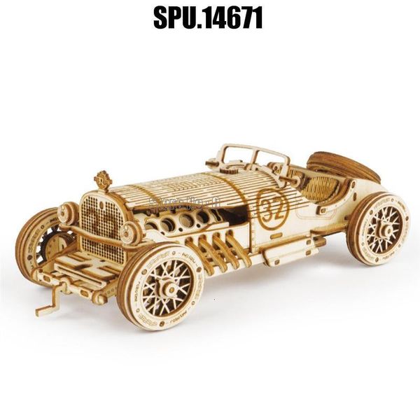 Rompecabezas 3d rompecabezas de madera juguetes V8 Grand Sport Car Model Building Kits para adolescentes 230714