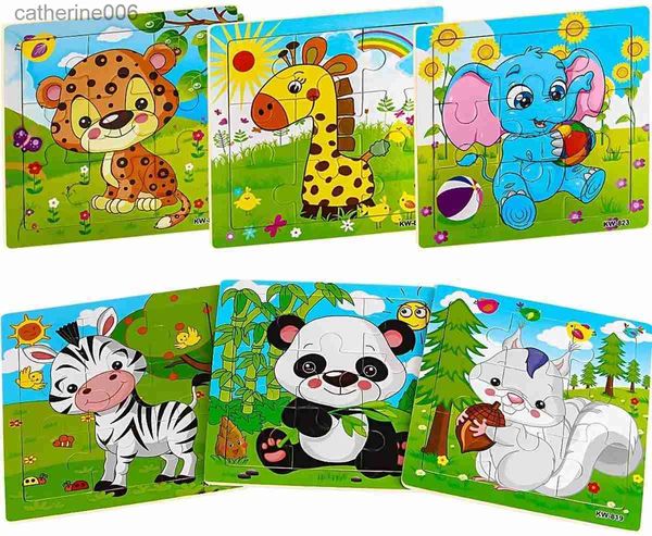 Puzzles 9/16 Puzzles pour enfants âgés de 2 3 4 5 ans Puzzle en bois pour tout-petits Ensemble de jouets éducatifs préscolaires Puzzle d'animaux pour garçons et filles L231025