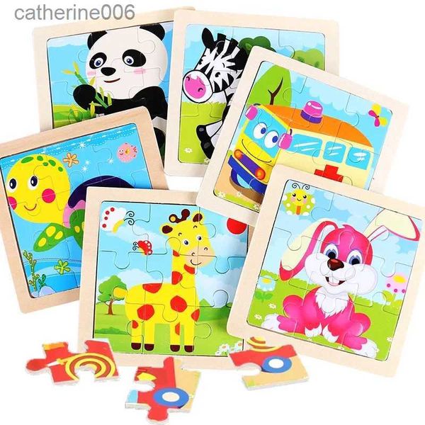 Puzzles 9 pièces Puzzle en bois de petite taille Montessori jouets pour bébé Puzzle 3D Puzzle jeu de société jouets éducatifs pour enfants cadeau L231025