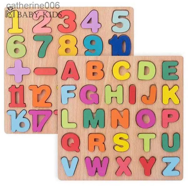 Rompecabezas ABC Puzzle Clasificador de formas Juguetes de madera Aprendizaje temprano Rompecabezas Alfabeto Número Rompecabezas Preescolar Juguetes educativos para bebés para niños L231025