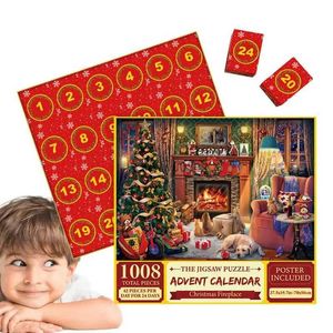 Puzzels Adventskalender 2023 Kerstlegpuzzels 24 dagen Kerstmis Countdown Legpuzzel Adventskalender 1008 stukjes KerstmisL2403