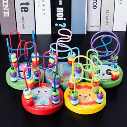 Puzzles Bébé Montessori Éducatifs Mathématiques Jouet En Bois mini Cercles Perle Fil Labyrinthe Roller Coaster Abacus Puzzle jouets Pour Enfants Garçon Fille Cadeau 230605