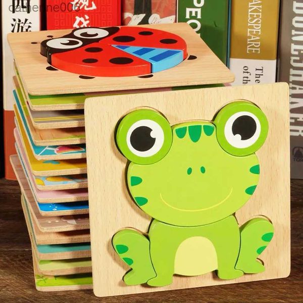 Puzzles Bébé jouets épaissir en bois 3D Puzzle dessin animé Animal/trafic Intelligence bois Puzzle jouets éducatifs pour enfants cadeaux L231025